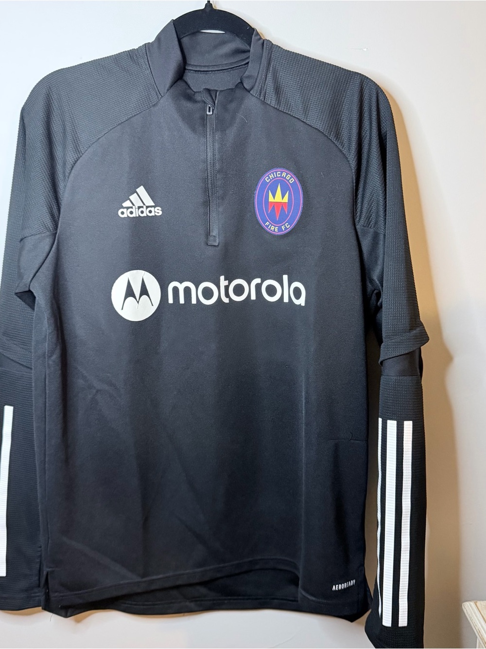 adidas Black Chicago Fire FC Training Top with Motorola Logo